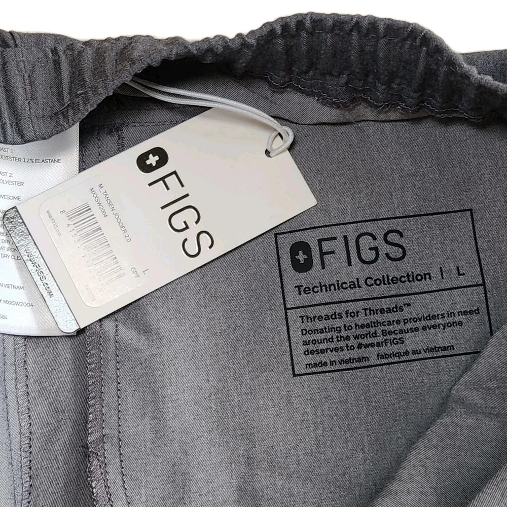 FIGS Technical Collection Scrub Pant Mens L Gray Tansen Joggers 2.0 Workwear NEW